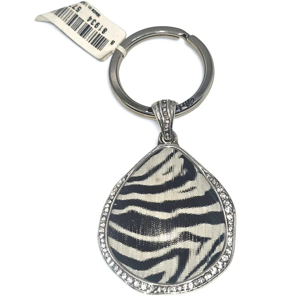 Brighton Trinity Zebra Key Fob Swarovski Crystal Resin Pendant E14680 OS Silver